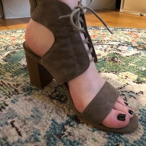 Cut out, laced up heels.